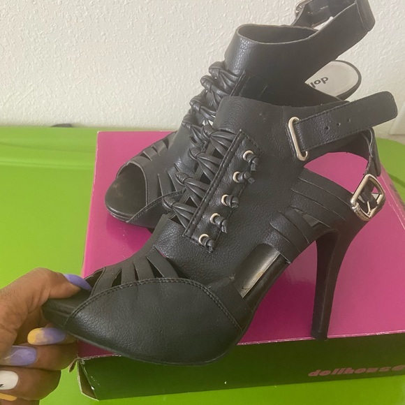 Preloved open toe black booty - Picture 6 of 7